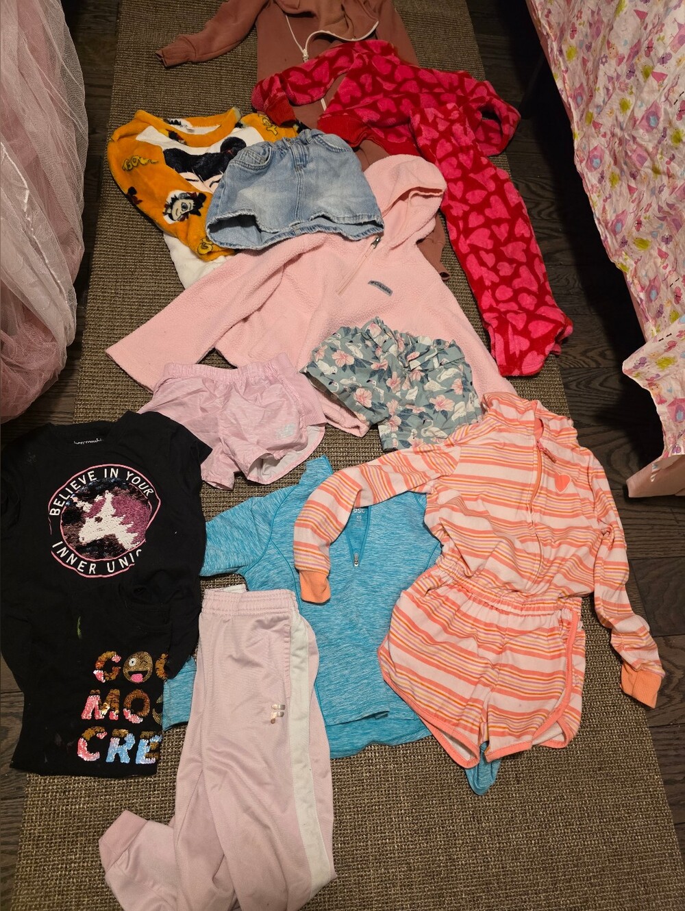 Girls Assorted Clothing Lot - Pink & Coral Stripes, Denim, Blue Hoodie